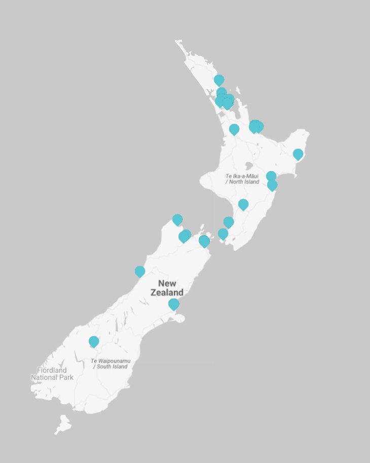 Map of Ionza partner installers across New Zealand